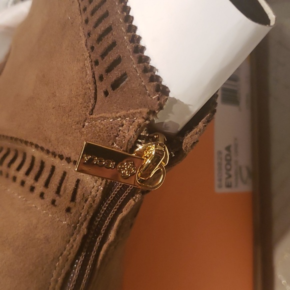 Isola New EVODA Suede Leather Boots Laser Cut Fashion Booties Women's NIB Brown - Picture 8 of 15